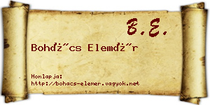 Bohács Elemér névjegykártya