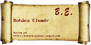 Bohács Elemér névjegykártya